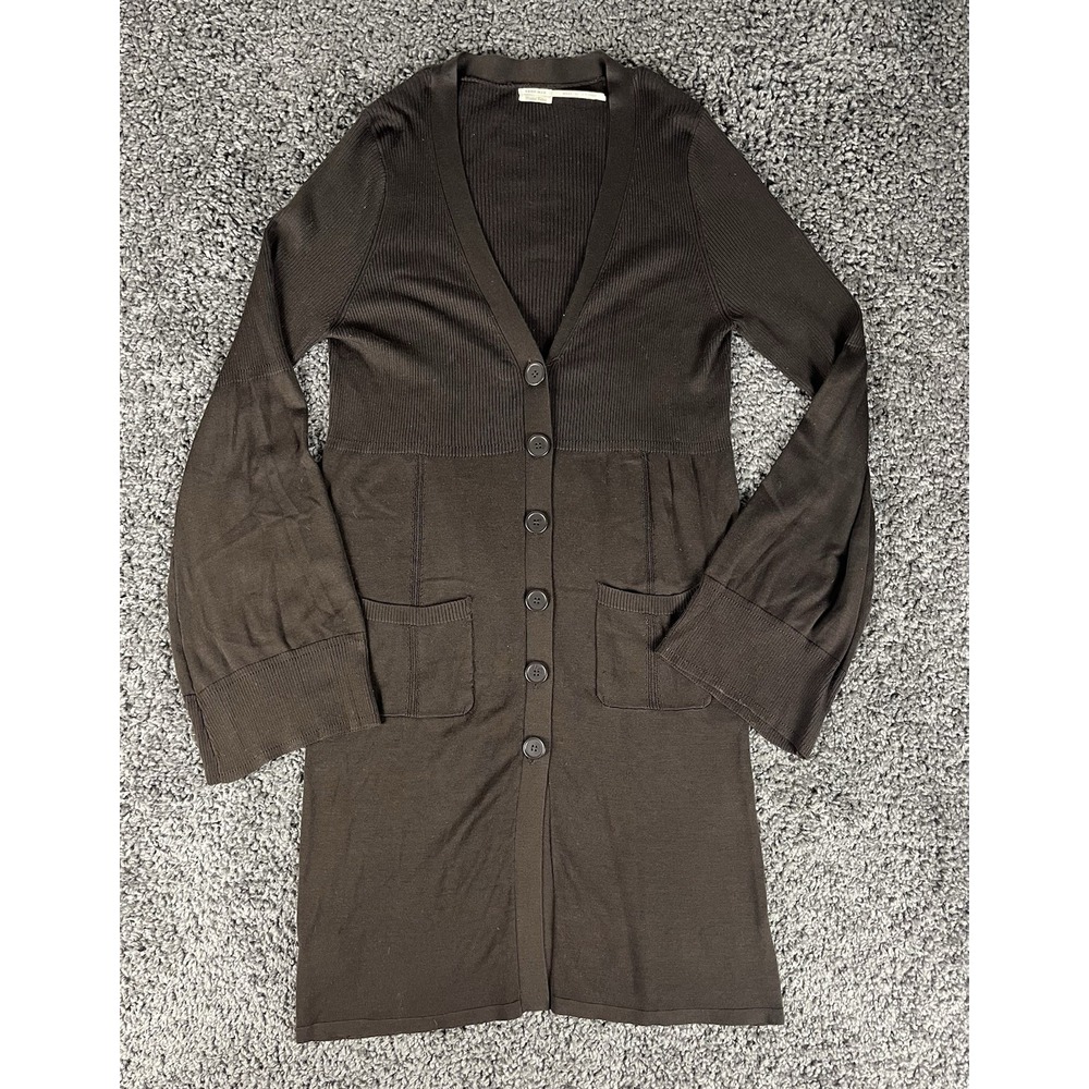 Leon Max Limited Silk Long Cardigan Brown Women's Medium, Flowy, Librarian.